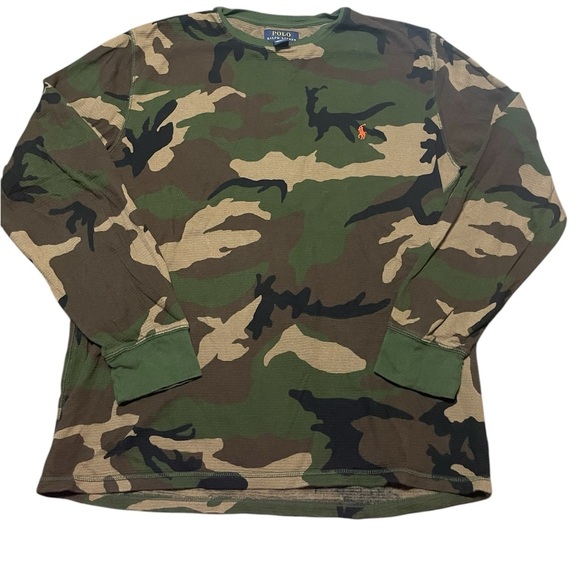 Polo Ralph Lauren Other - Polo Ralph Lauren Men’s Camo Green Waffle Knjt Long Sleeve Shirt Size L